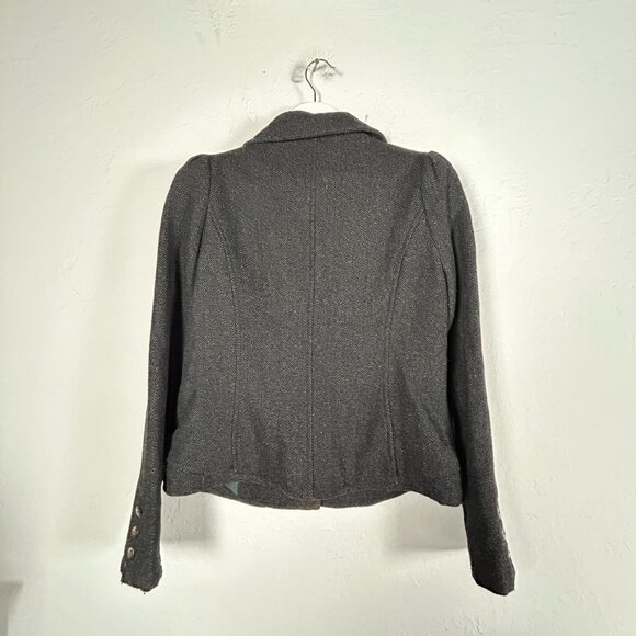 Free People Womens Gray Wool Blend Herringbone Jacket Blazer Work Size 10 Lined - Picture 2 of 10